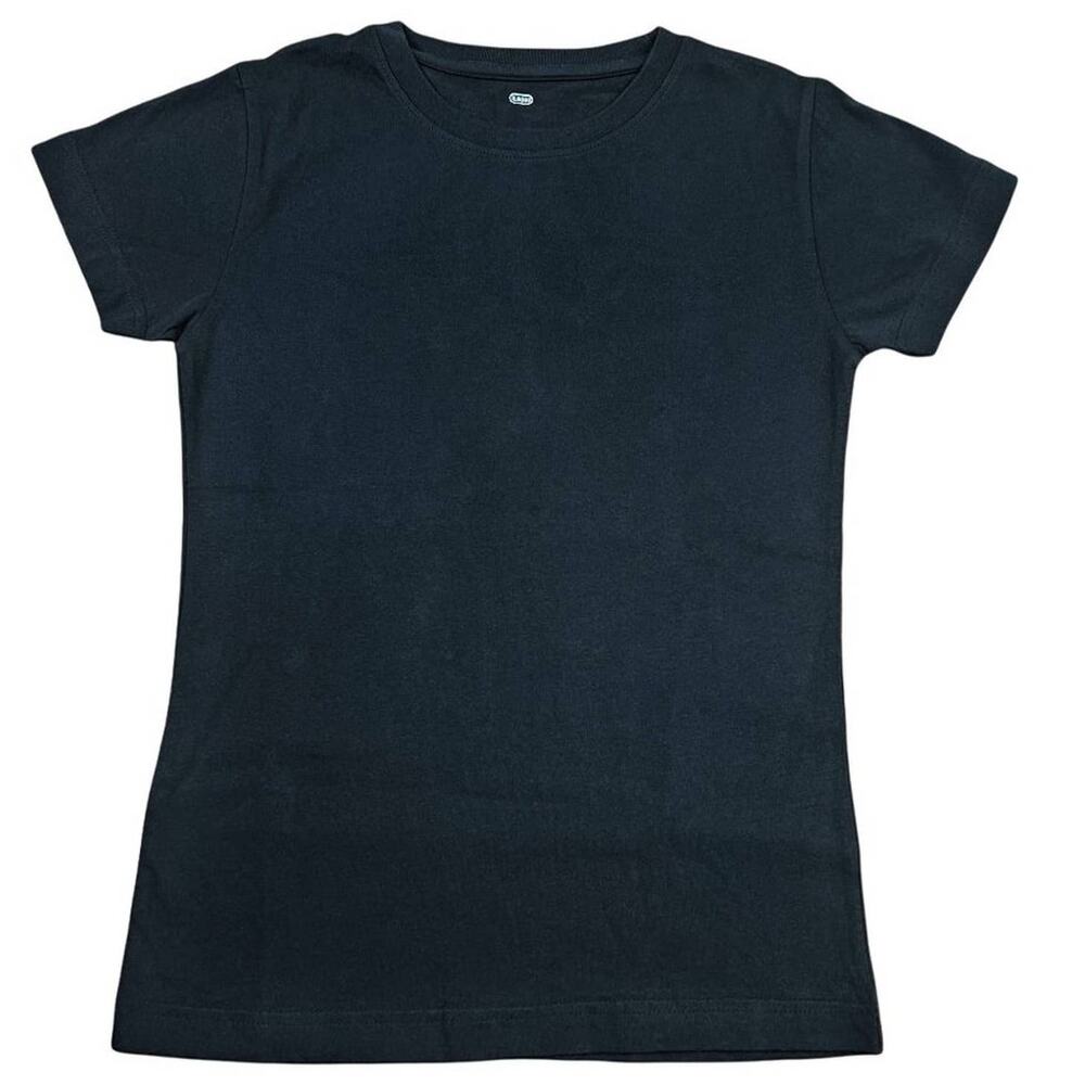 Black Short Sleeve Crew Neck T-Shirt Juniors XL Basic Tee